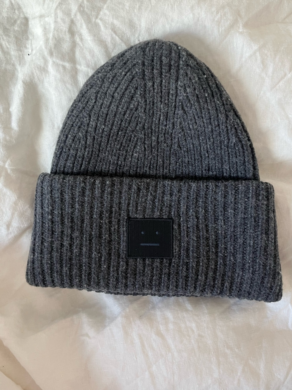 Acne Studio Dark Gray Ribbed Knit Beanie - Classic Winter Hat